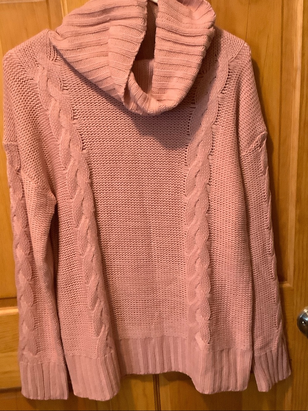 Cowl Neck Pink Knit Sweater - Women
